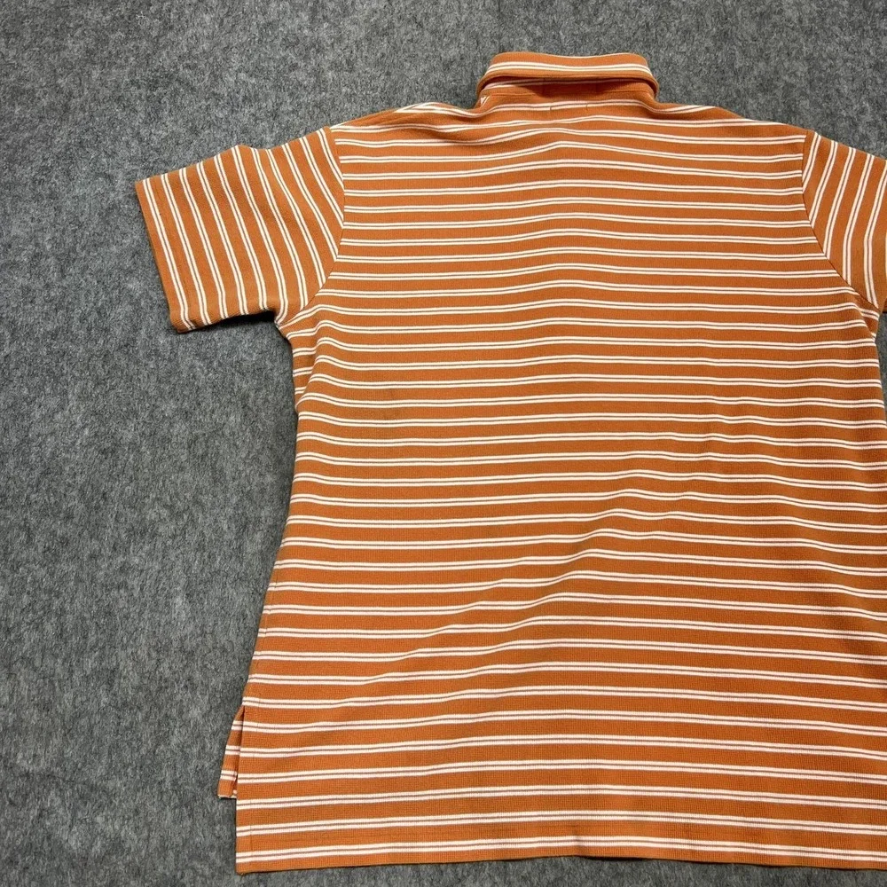 Ralph Lauren Polo Shirt Mens M Orange‎ White Stripe Button Down Collar Pony Big